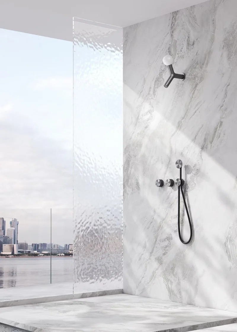 Luxury Minimalist Recessed Shower set Solid brass High-end Concealed Shower Mixer Faucet set,Brushed Nickel Copper,Brushed Grey