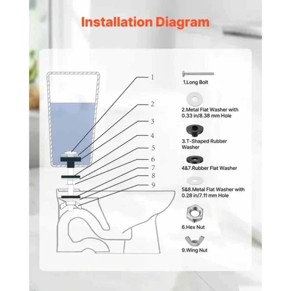 Universelles WC-Schrauben-Set zum Schüssel, robustes WC-Bolzen-Dichtungsset, 2er-Pack