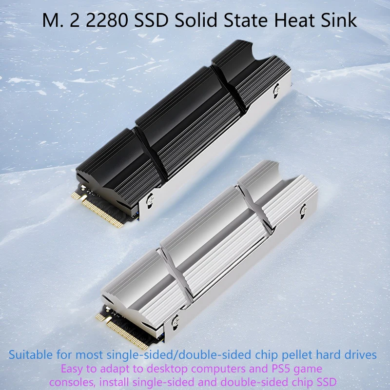 For PC PS5 PCIE 2280 SSD TEUCER M.2-9 SSD NVMe Heat Sink M2 2280 SSD Hard Disk Aluminum Heat Sink With Silicone Thermal Pad