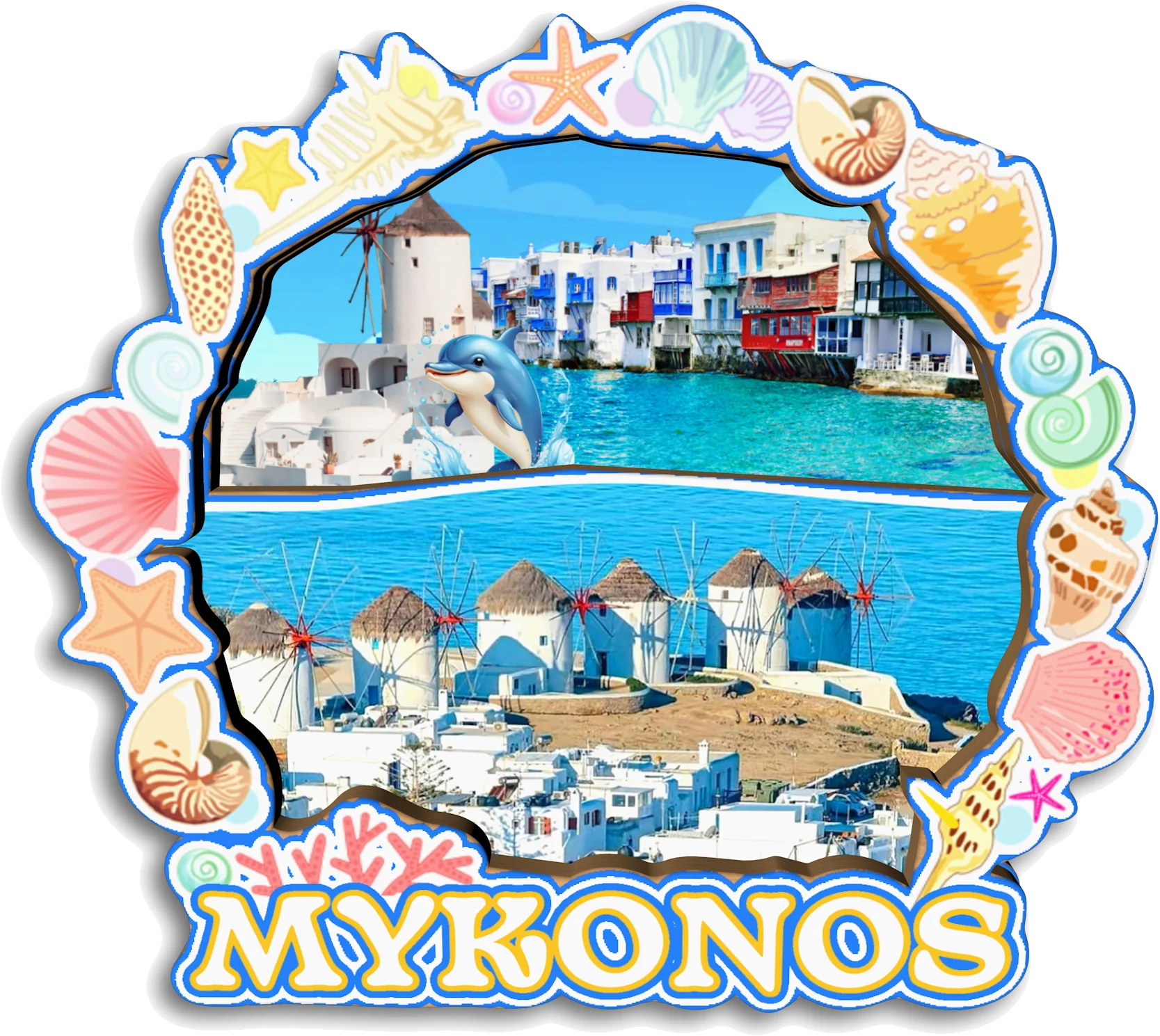 سانتوريني ميكونوس رودس هالكيديكي كريت يونان مغناطيس الثلاجة هدية تذكارية للسفر مصنوعة يدويًا