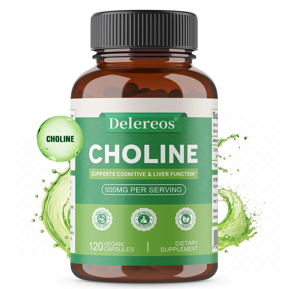 Choline 500mg - High Potency Choline Supplements, Supports Cognitive Performance & Liver Function, Vegan Capsules, Non-GMO