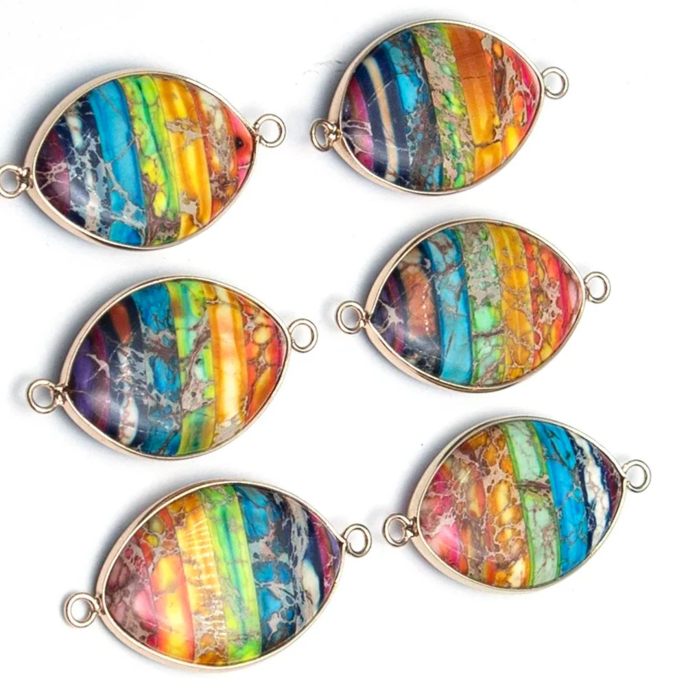 

1 шт., 21x40 мм, соединители из натурального драгоценного камня, форма маркизы, семь цветов, подвеска с двойным отверстием, подвеска из императорского камня, ювелирные аксессуары