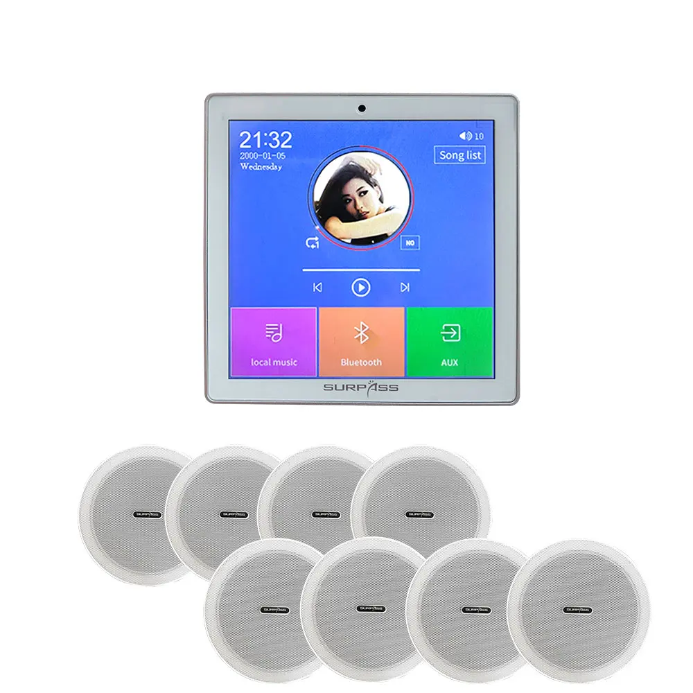 

SP-W4420B+CR620 Mart Music System HiFi Wall Amplifier with 8Pcs Coaxial Ceiling Speakers Sound System