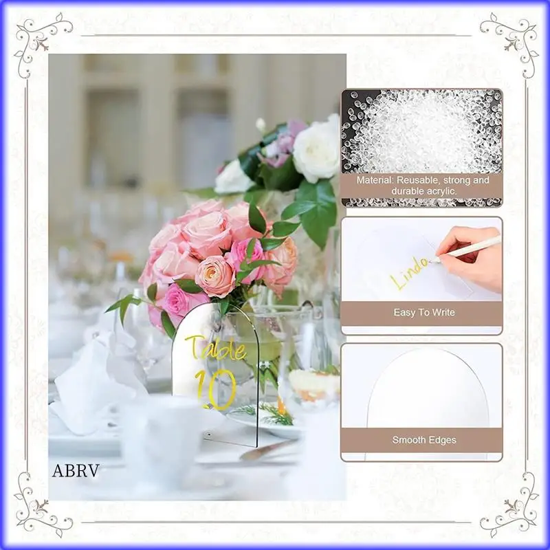 

Highly Recommended-20 Packs Blank Acrylic Numbers Signs With Stand Diy Arch Acrylic Stand Signs Wedding Reception Sign