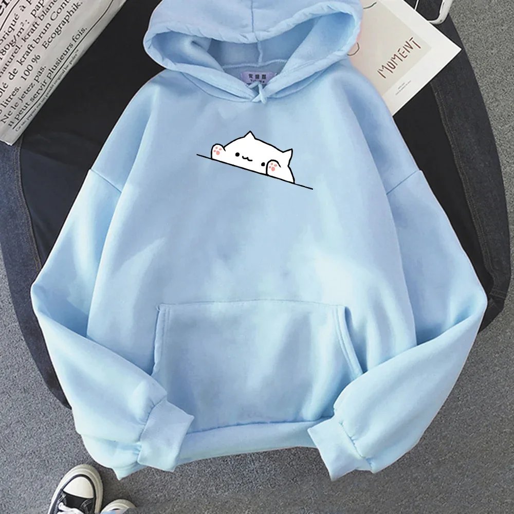 Women\'s Hoodie Cute Casual Sweatshirts Cartoon Cat Print Fashion Men Korean Style Loose Pullover Hoody Streetwear Tops Jacket