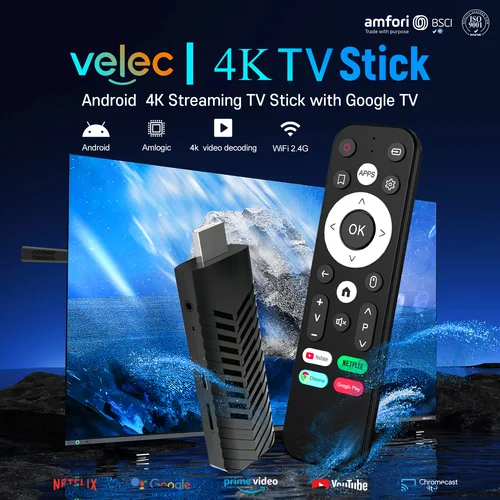 Imagen 1 del producto Velec 4K 4K decodificación de vídeo TV Stick Android Smart TV Box con soporte WiFi de doble banda para Netflix y YouTube en televisores inteligentes HD