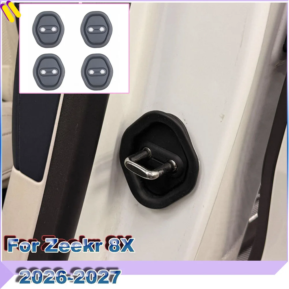 Silicone Door Lock Buckle Cover For Zeekr 7X 007 GT 009 8X 9X Car Door Latch Shock Absorbing Anti‑Rust Protector 4Pcs