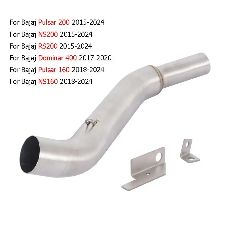 

For Bajaj NS 200 RS200 Pulsar200 2015-2024 Motorcycle Mid Exhaust Link Pipe Slip On 51mm Muffler Pulsar 160 NS160 2018-2024