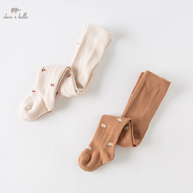 Dave Bella 0-7Years Children Spring Autumn Tights Cotton Baby Girl Pantyhose Kid Infant Tights Soft Infant Clothing DB20259