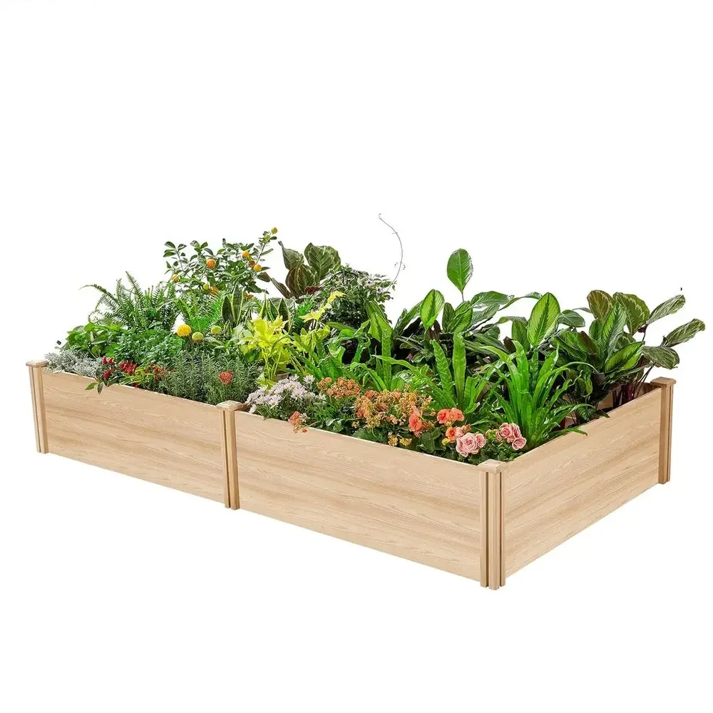 15 Inch Deep 8x4 Wooden Raised Garden Bed for Large Planters and Deep-Rooted Plants, Perfect for Outdoor Spaces