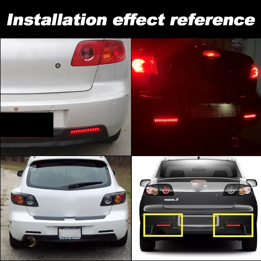 2Pcs LED Rear Bumper Reflector Warning Light For Mazda 3 04-09 Mazdaspeed 3 07-09 Axela BK5P/BKEP/BK3P Braking Brake Light