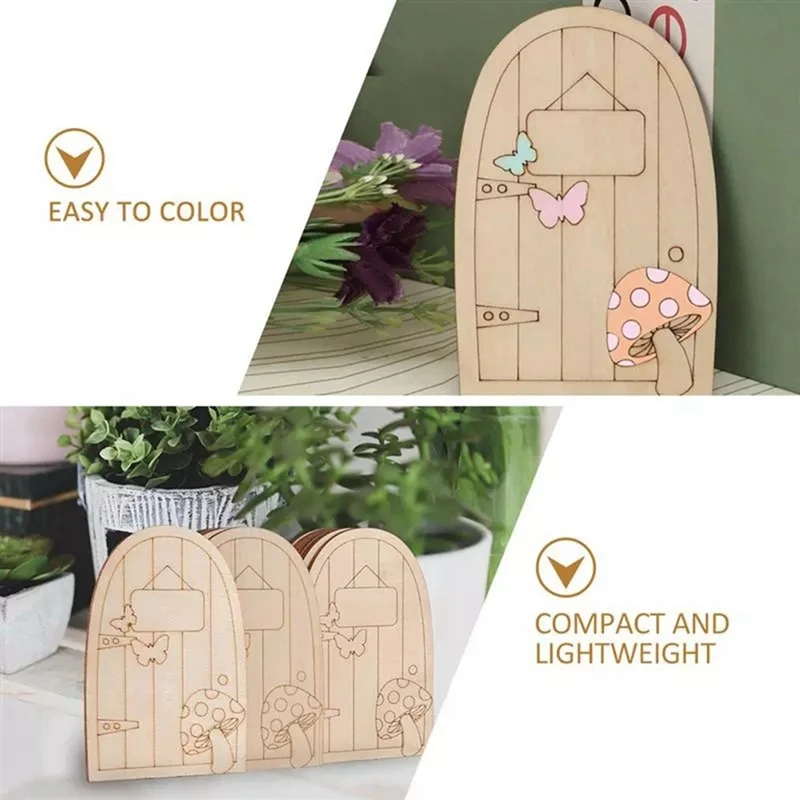 60PCS Door Blank Garden Door Hollow Out Wood Elf Door For DIY Christmas Craft Embellishments