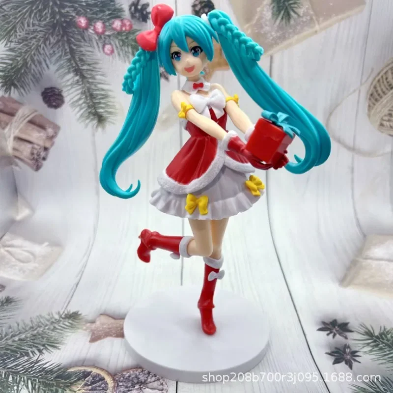 20cm Hatsune Miku Action Figures Christmas Miku Virtual Singer Kawaii Anime Girl Figures Doll Model Kids Toys Fans Ornament Gift