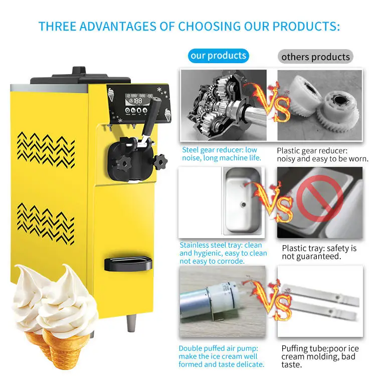 Commercial 12L/H Tabletop Chinese Softserve Softice Softy Icecream Ice-cream Making 1 Flavor Soft Serve Ice Cream Maker Machine