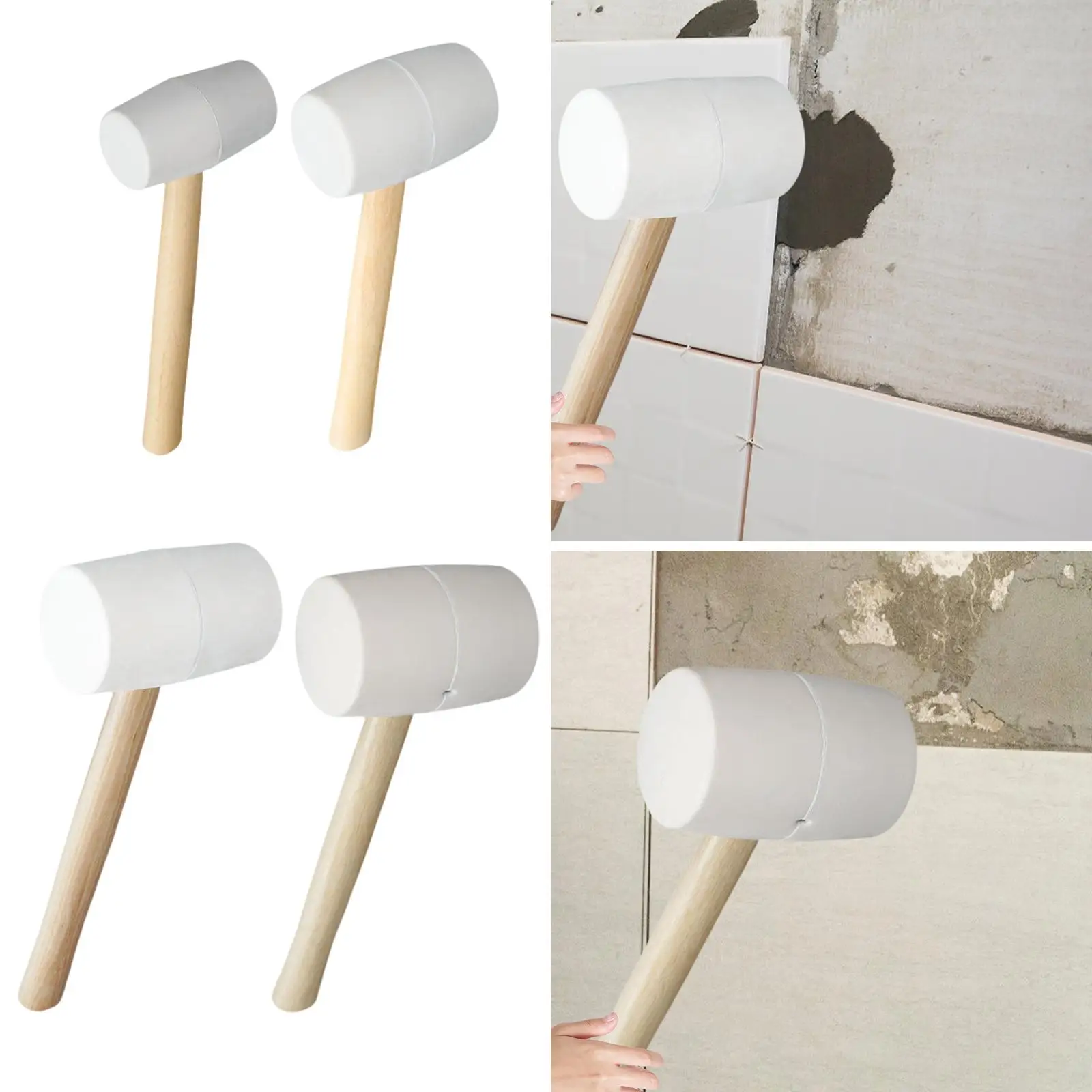 Rubber Mallet Hammer with Wood Handle Comfortable Rubber Hammer for Tile Setting Home Decoration Tent Stakes Flooring Building