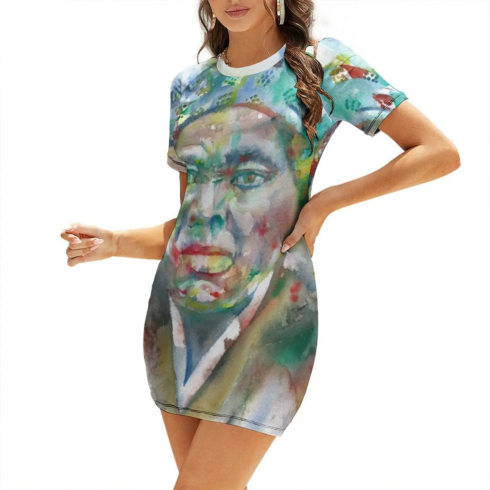 

HARRIET TUBMAN watercolor portrait.1 Short-Sleeved Dress dress for women summer Womens dresses evening dress ladies