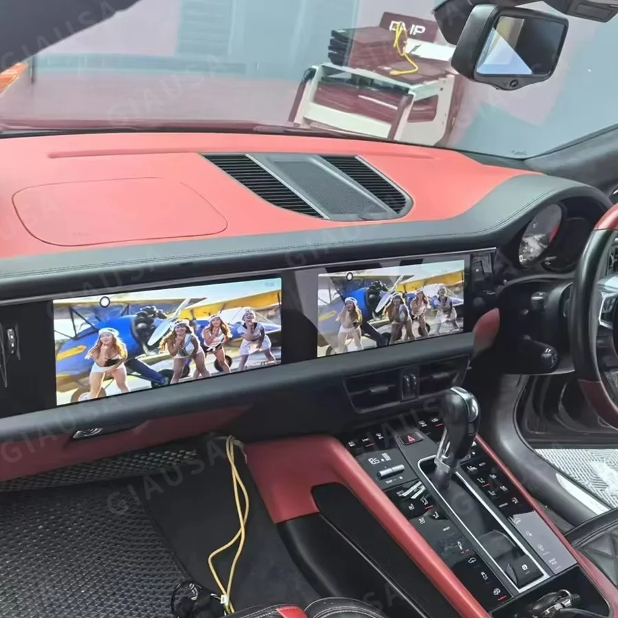 

24,6-дюймовый Android 13, обновленный автомобильный радиоприемник с двумя экранами для Porsche Macan 2011-2017, мультимедийный плеер Carplay, GPS-навигация, головное устройство