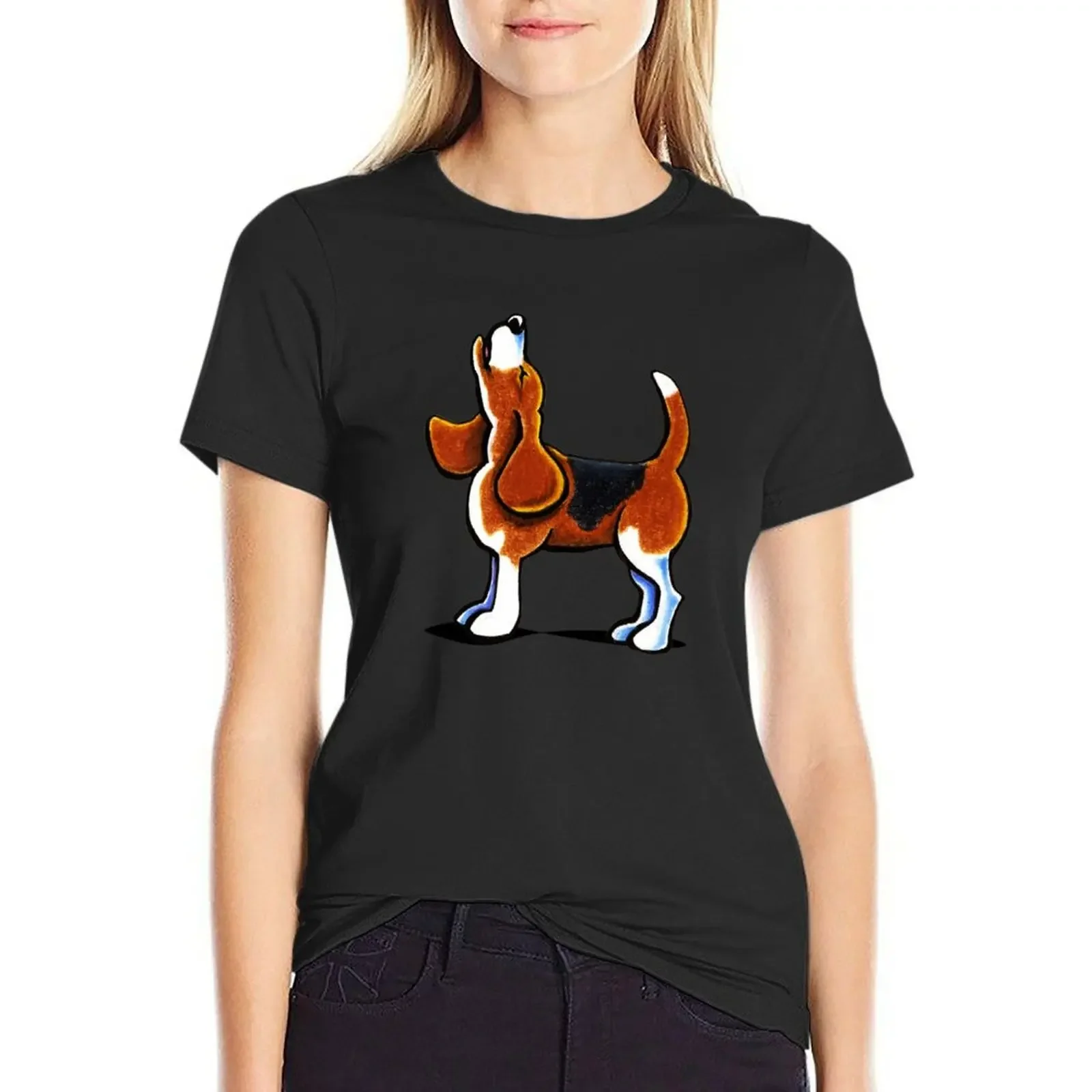 

Tricolor Beagle Bay T-Shirt plus size tops shirts graphic tees Blouse plain plain t shirts for Women