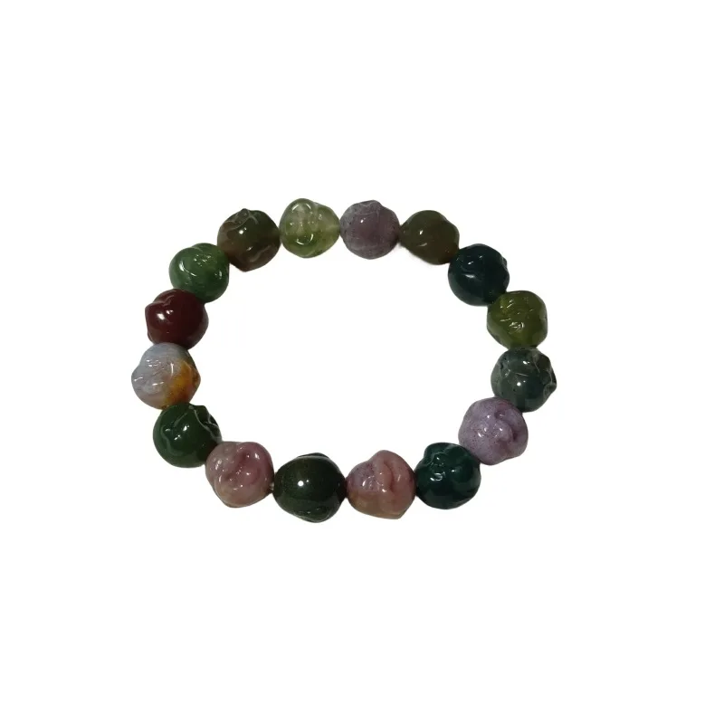 Colorful Candy Color Salt Source Agate Stone Laughing Buddha Single Circle Women'S Jewelry Bracelet Accessorie