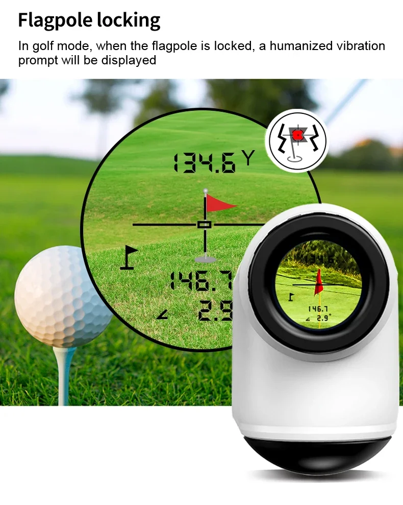 Telémetro de distancia de golf, pantalla LCD transmisiva personalizada, aumento 6X, 600m