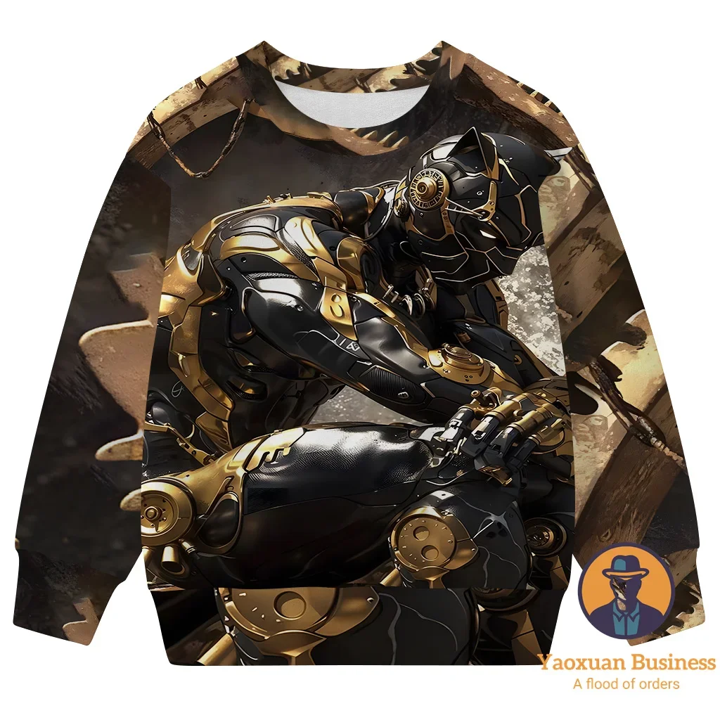 

Stylish 2025 Avengers Black Panther Boys Girls Children 3D Cartoon Print Crew Neck Sweatshirt Cute Warm Windproof Autumn Winter