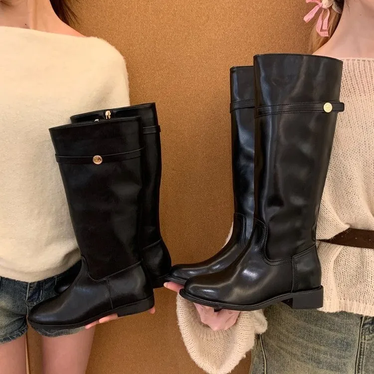 Knight boots women 2025 autumn and winter women's fashion tube circumference thick leg long tube boots women
