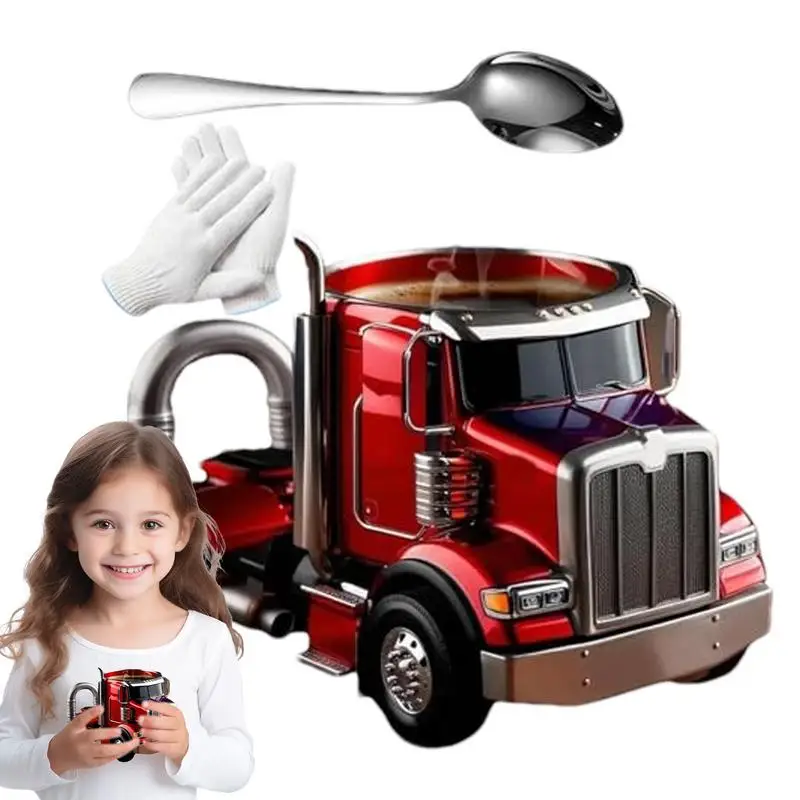 Truck Mug Unique Funny Trucker Mug Novelty Drinkware Stainless Steel Drinking Mugs Holiday Home Decor Table Centerpiece for Kids