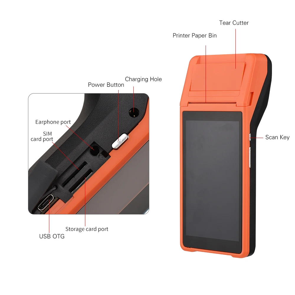 الكل في واحد طابعة المساعد الشخصي الرقمي المحمولة الذكية POS الطابعات اللاسلكية المحمولة وظيفة محطة الدفع الذكية