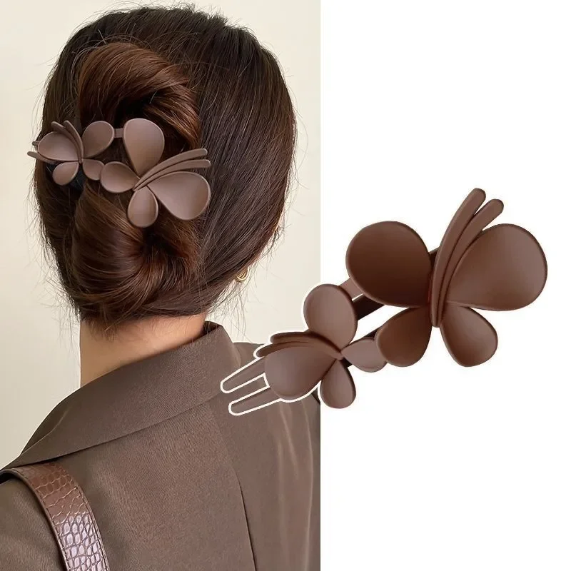 Horquilla de moda para niña, pinza de pelo de pico de pato de doble mariposa, pinzas para el pelo Retro, accesorios para mujer, pasadores, coletas,