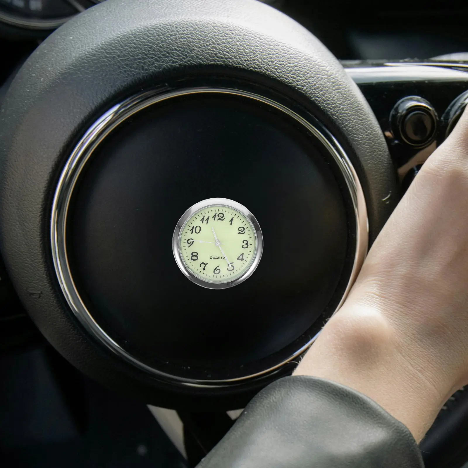 Mini Car Electronic Quartz Clock Glow Luminous Stick on Dashboard Automotive Auto Vehicle Clock Small Car Interior Ornament
