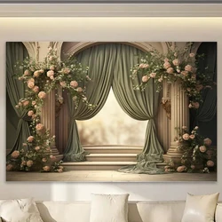 1PC - Flower Party Decoration Background Wall Photography Background Cloth Wedding Valentine's Day Rose