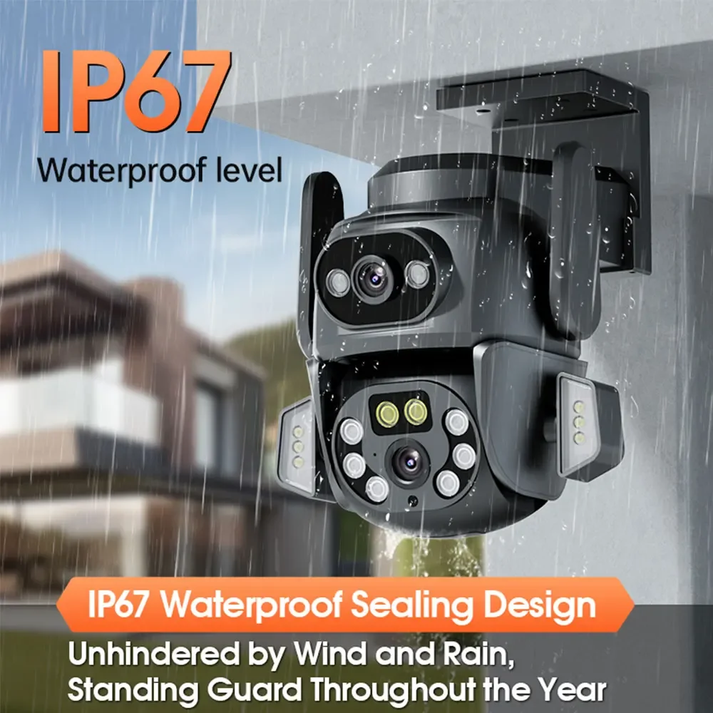8MP Dual Lens Tuya WIFI Camera PTZ 4K Full HD Dual Screen Security Camera Ai Human Auto Tracking Outdoor CCTV Video Surveillance