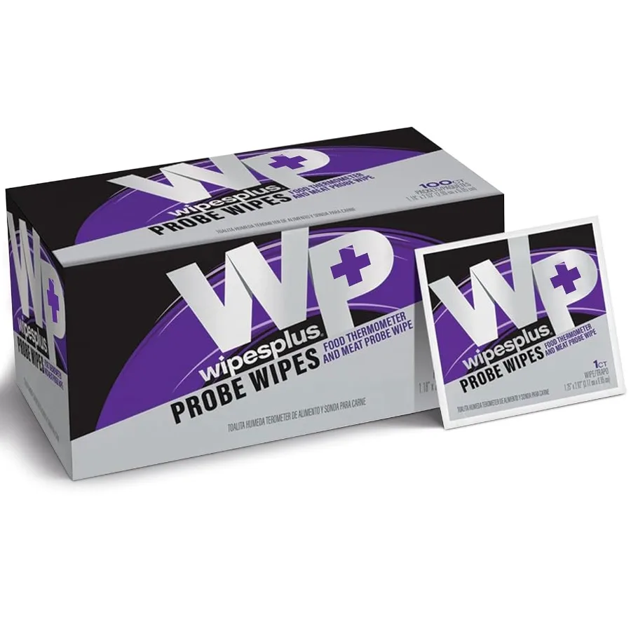 

WIPESPLUS Probe Wipes Thermometer Wipes with Individual Satchets for Accurate Meat Temperature Monitoring in Home and Commercia