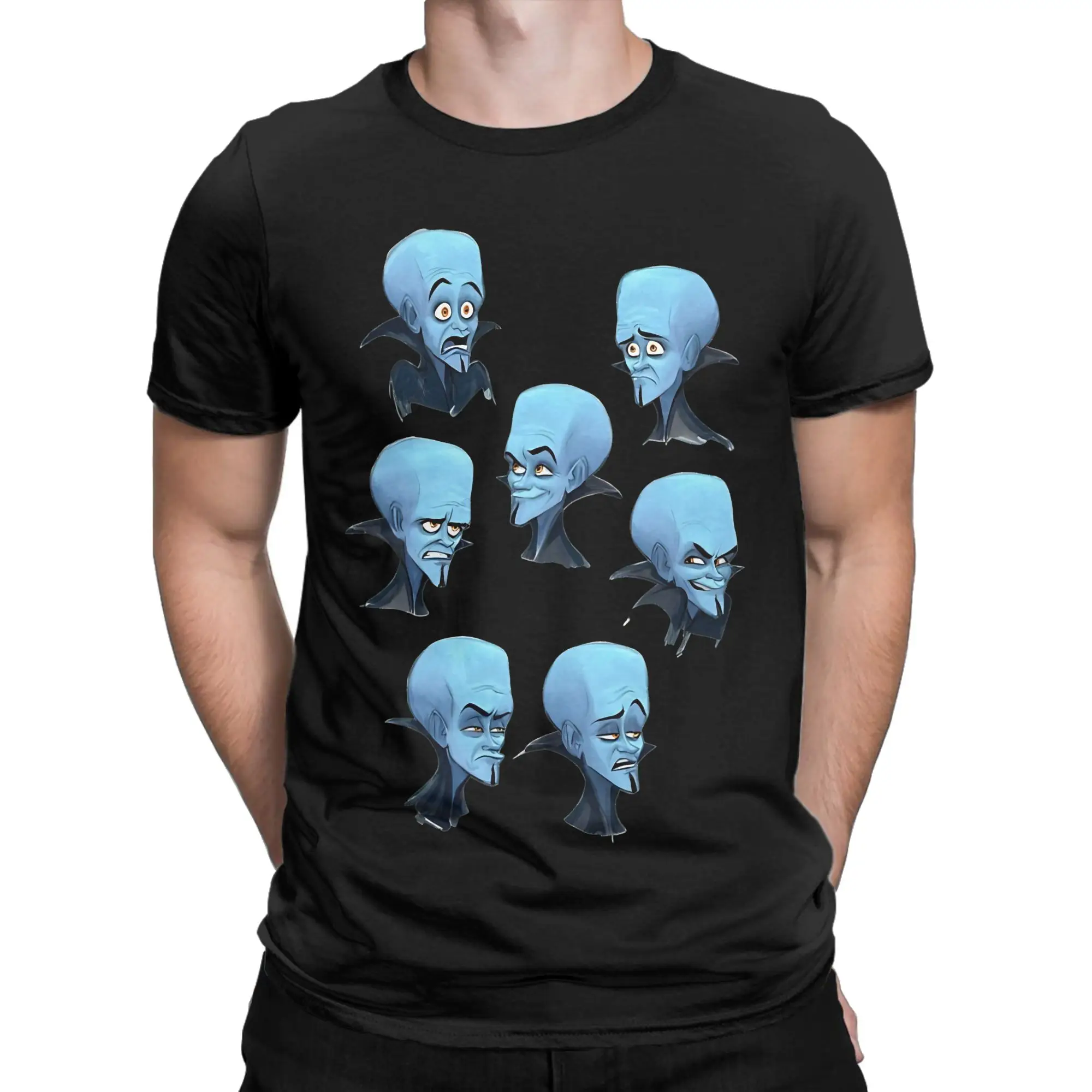 Megamind Classic Shirt white poster Novelty 100% Cotton T-Shirt Megamind vs The dDoom Syndicate Tees Tops For Men