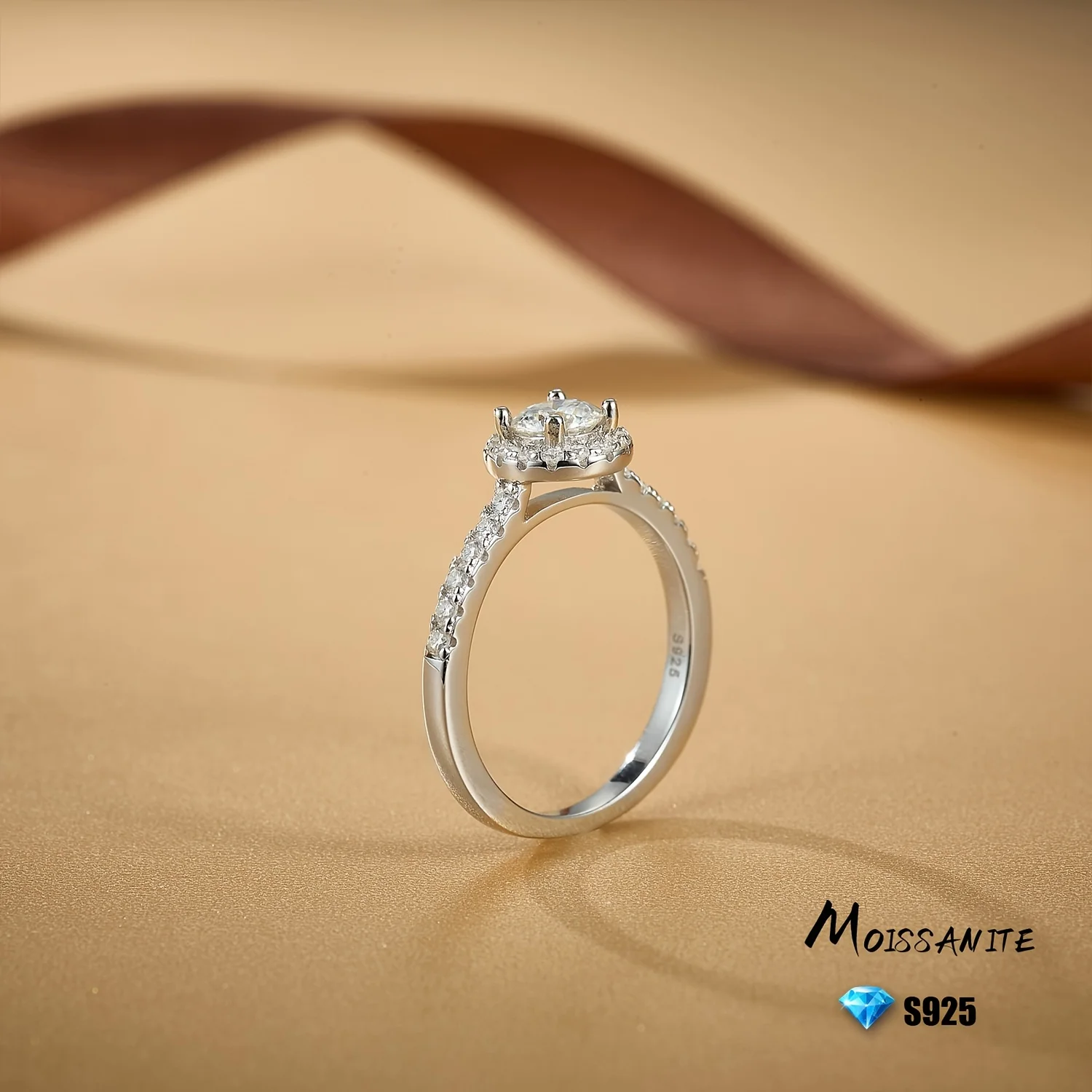 

7mm Round Cut VVS D Color Moissanite Ring 18k White Gold Plated Engagement Wedding Ring For Women Anniversary Valentine Gift