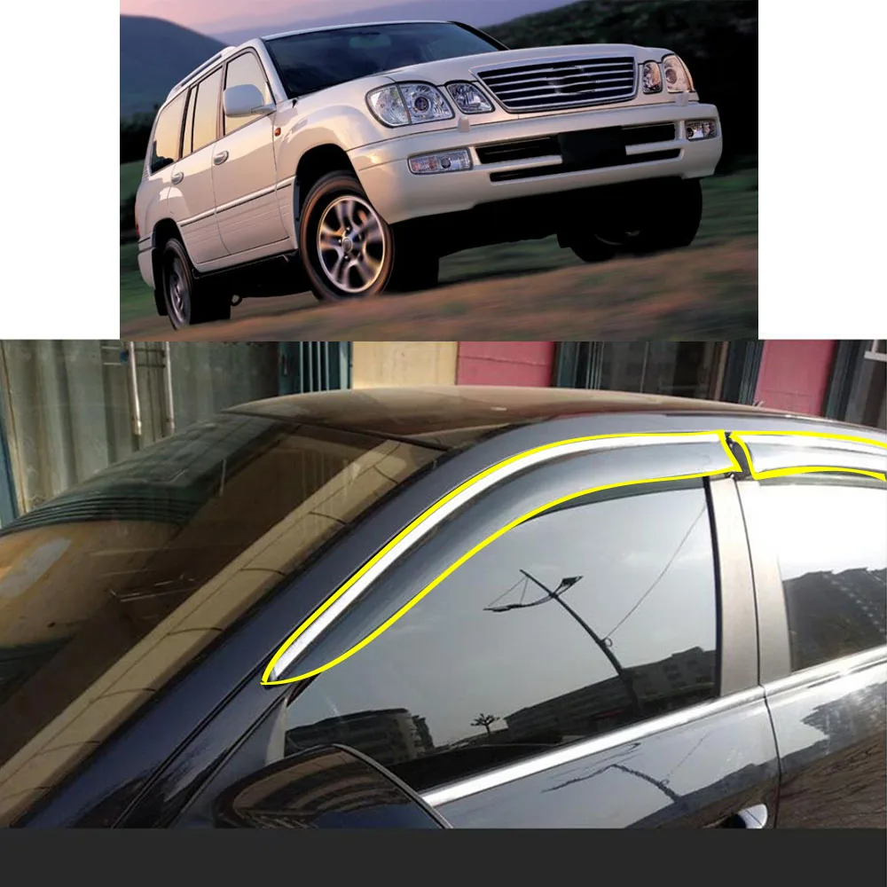 Car Sticker Plastic Window Glass Wind Visor Rain/Sun Guard Vent For LEXUS LX LX450 LX470 LX570 2003 2004 2005 2006 2007