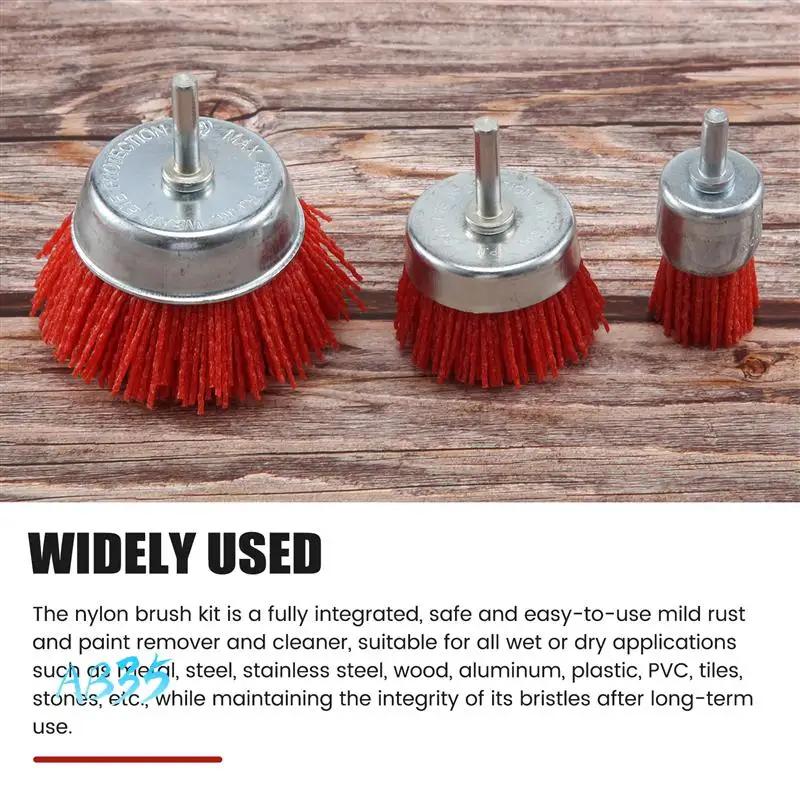 

AB35-6Pcs Nylon Filament Abrasive Wire Brush Wheel & Cup Brush Set With 1/4 Inch Shank, 6 Sizes Nylon Drill Brush Set Perfect