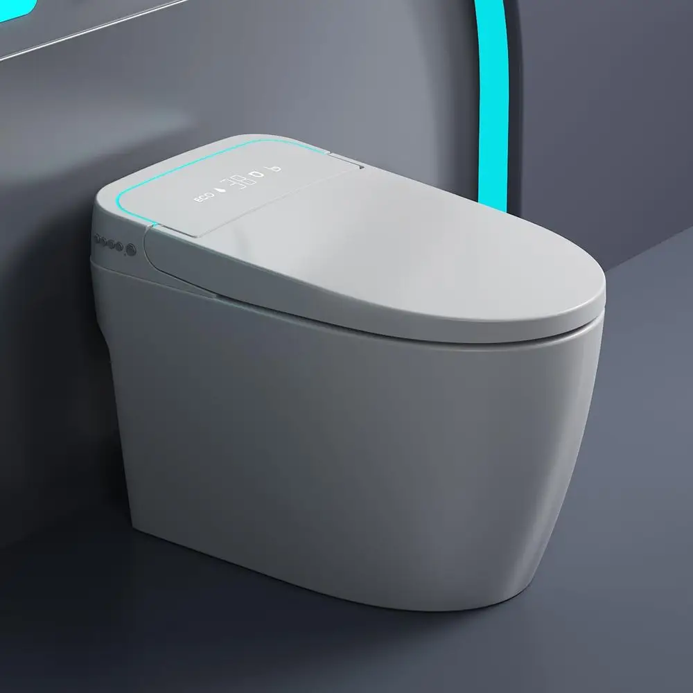 

Smart Toilet Auto lush: Elongated Heated Seat TanklToilet, O Seat Dual lush Electric Toilet or Bathrooms, Night Light,Remote,Pre