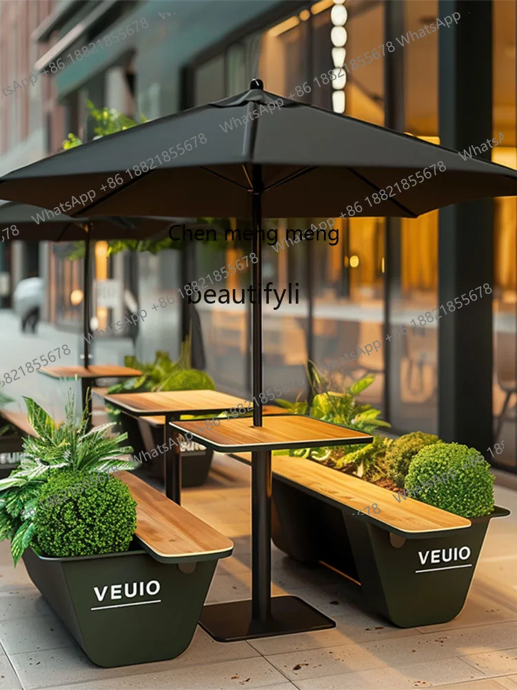 Hot sales  Leisure table and chair combination outside the commercial street, open-air cafe, milk tea shop, outdoor rest, booth