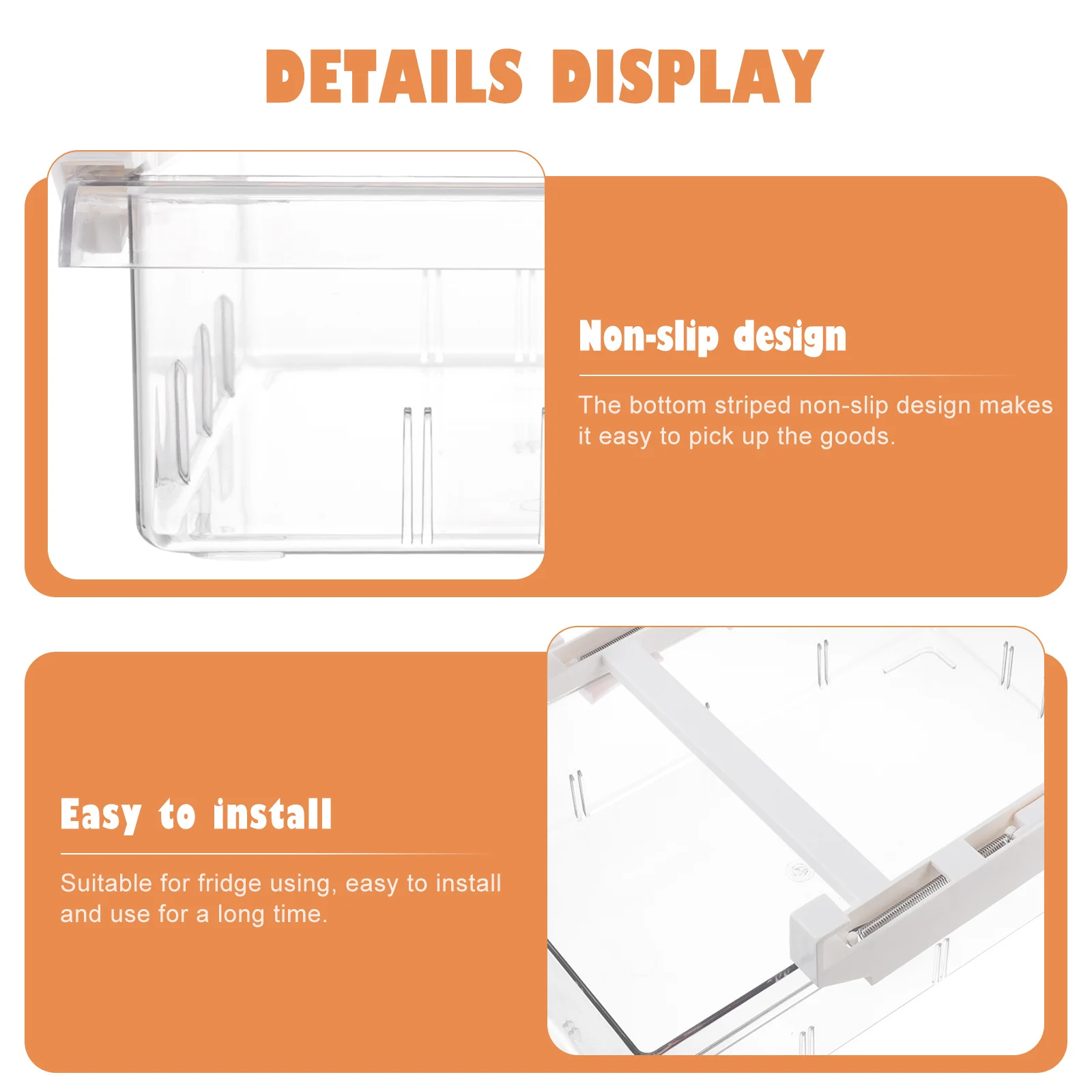 

1 pc Transparent Pet Abs Refrigerator Drawer Storage Box Large Capacity Fridge Organizer Retractable Vegetable Fruit