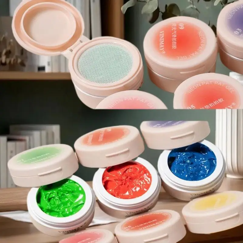 8ml 6-Color Fluorescent Slap Gel ，Optional sponge tool and clamps - Soak Off UV/LED Manicure Kit