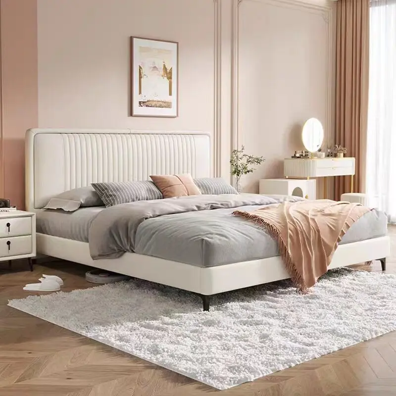 *Italian Minimalist Leather  Master room Double  Modern Minimalist Small Apartment Soft Foreskin  Wedding