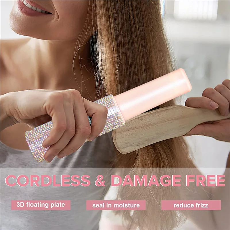 

2X 2-In-1 Electric USB Hair Straightening Brush Straightener Flat Iron Multifunctional Comb Straightening Styler