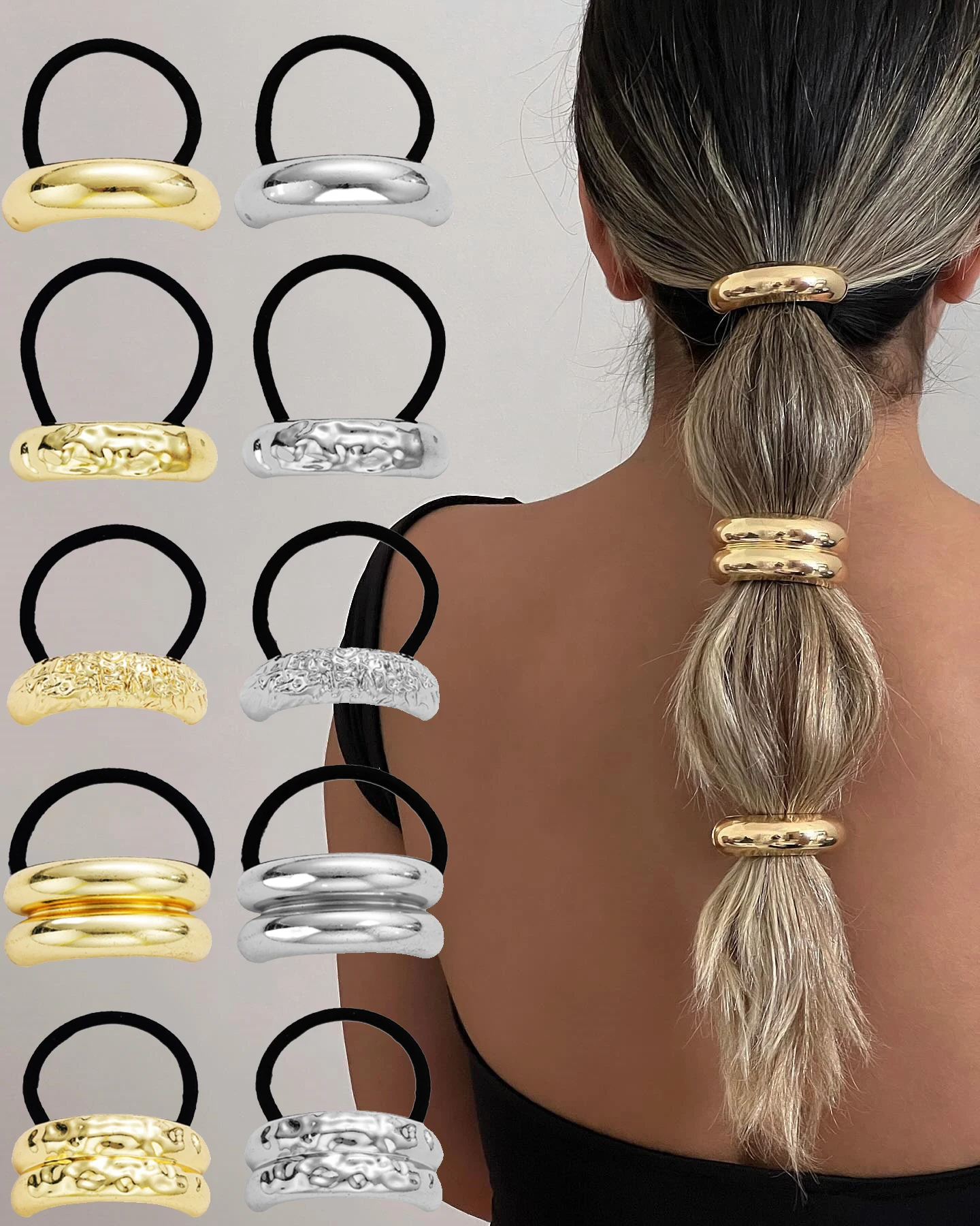 New Metal Irregular Golden Color Hair Bands Elastic Hair Scrunchies Hair Rope Headbands Women Girls Hair Accessories Gifts 2025