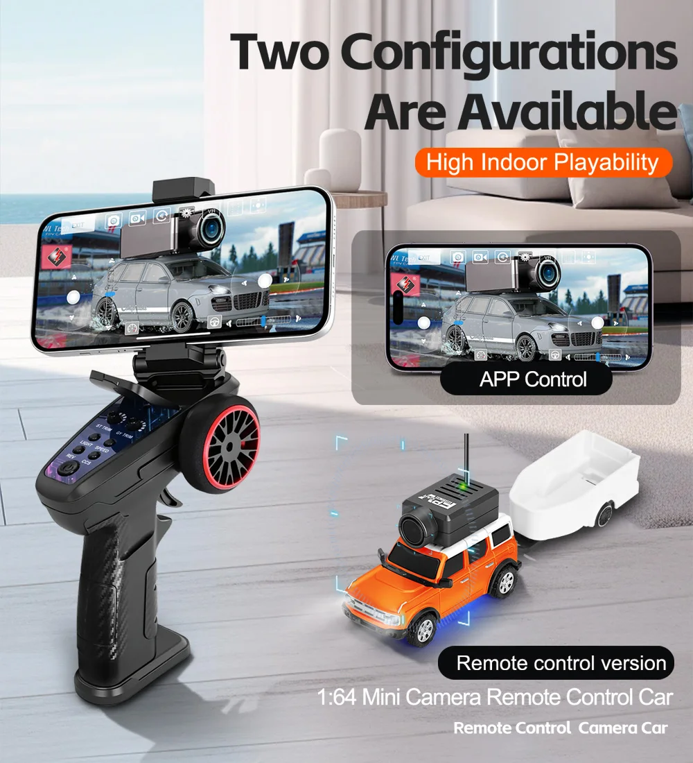 

WLtoys RC Cars 1:64 Mini 6405 HD Camera RC Racing Car Toy 120° Wide Angle 2.4G 720P Single Antenna Mobile APP Control Dual