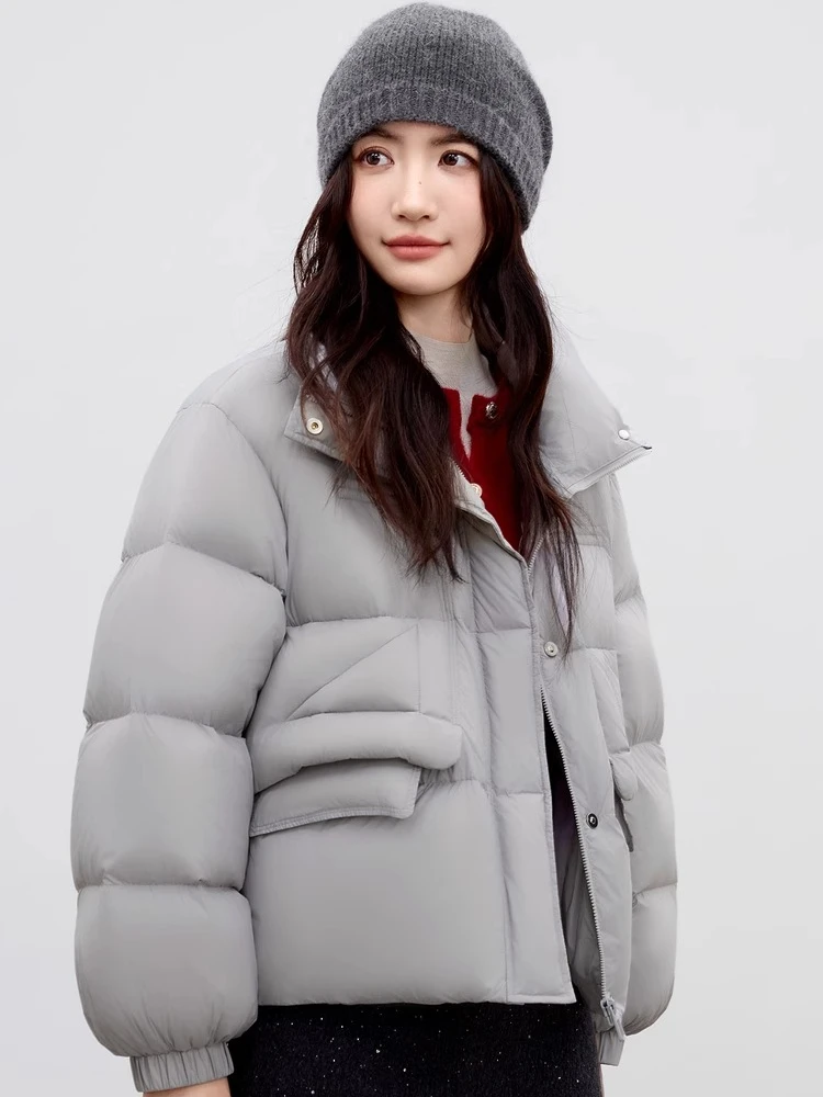 SENTUBILA Dames Winter Donsjacks 2025, Opstaande Kraag Puffer Donsjack Lichtgewicht Warme Outerwears Vrouwelijke Kleding W54YC2158