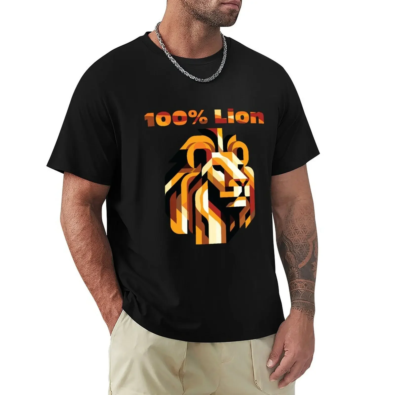 100% Lion – at work, at home, in the coffee line T-Shirt customs design your own plus size tops mens t shirt