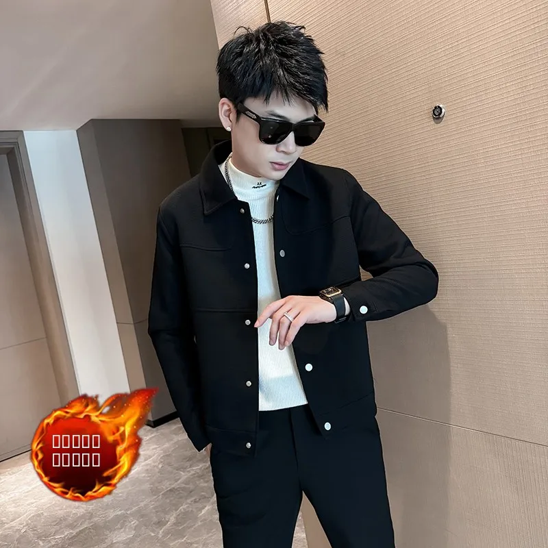 

Утепленная хлопковая повседневная куртка для молодых мужчин: осенне-зимняя верхняя одежда, приталенный крой, из полиэфирного волокна, ветрозащитная, молодежная мода