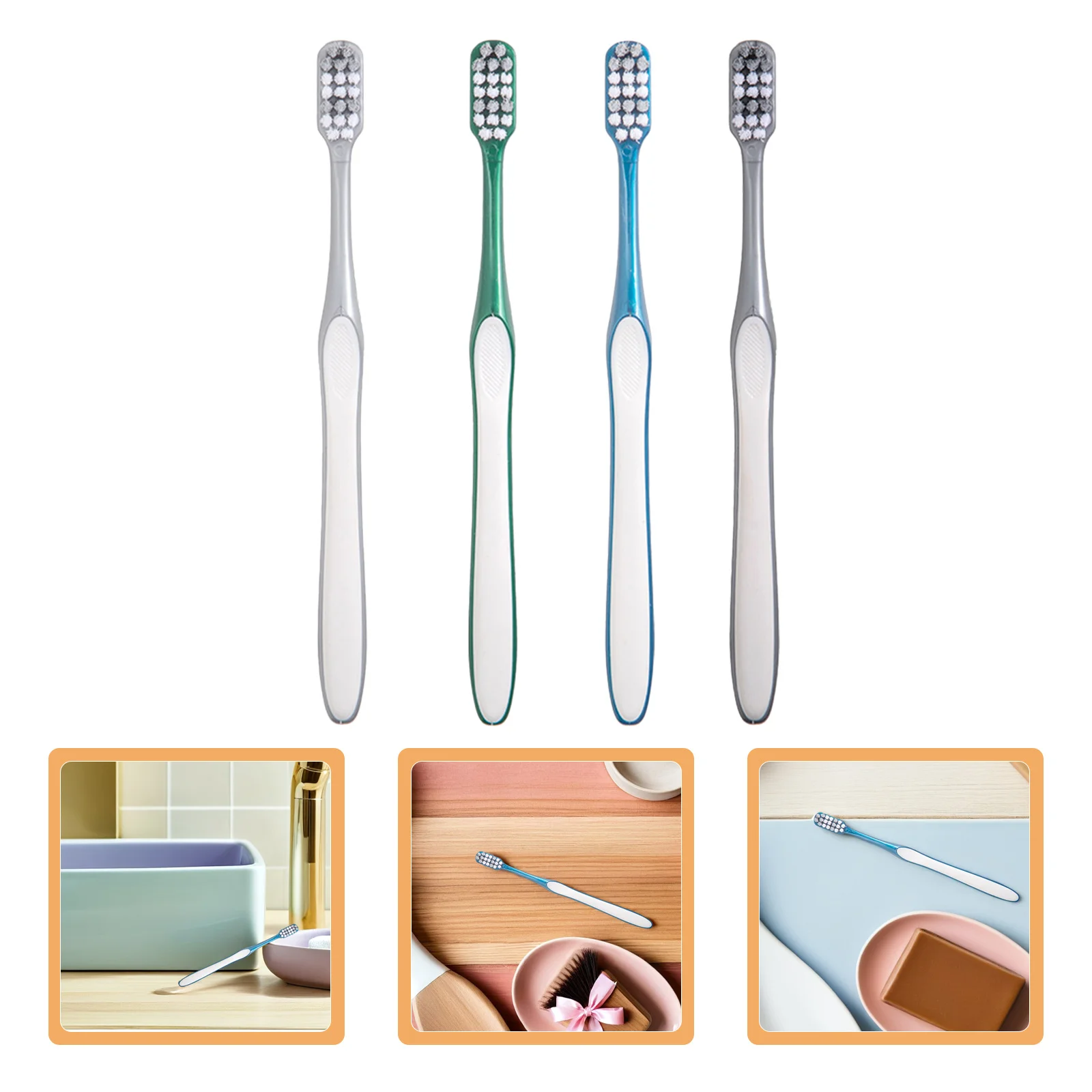 

4Pcs Hard Bristles Toothbrushes Men Oral Care Deep Clean Lightweight Portable Travel Hard Toothbrushes for Men