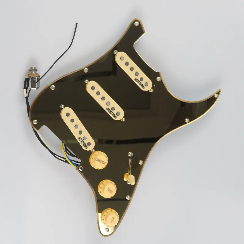 Best Offer Prewired Wilkinson SSS Pickguard Gold Mirror Loaded Scratch Plate Single Coil Pickups Assembly for ST Strat Guitar